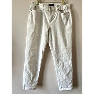 Talbots Simply Flattering Boyfriend White Jeans Size 12 Mid Rise Stretch